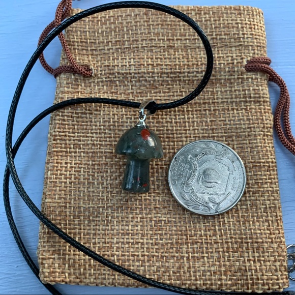 Anthropologie Jewelry - Bloodstone Mushroom Necklace Crystal Mushroom Pendant Crystal Mushroom Necklace